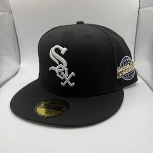New Era 59FIFTY Chicago White Sox 2005 World Series Patch Hat Black Size 7 5950